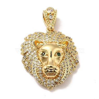 Real 18K Gold Plated Clear Lion Brass+Cubic Zirconia Pendants
