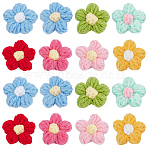 48Pcs 8 Colors Hand-woven Cotton Ornament Accessories, Flower, Mixed Color, 39~40x41~42x6.5~7.5mm, 6pcs/color(DIY-CY0002-57A)