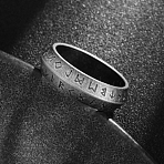 Viking Rune 304 Stainless Steel Finger Rings for Men, Antique Silver, 7mm, Inner Diameter: 19mm(WGDF4AB-61)