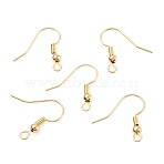Brass Earring Hooks, Ear Wire, French Hooks with Coil and Ball, Light Gold, 18x18x3mm, Hole: 2mm, 22 Gauge, Pin: 0.6mm(X-KK-C024-18KCG)