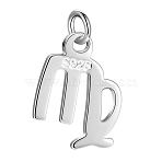 925 Sterling Silver Twelve Constellations Charms, Silver Color Plated, Virgo, 10x7.5~8x0.7~0.8mm, Hole: 2.5mm(STER-WH0005-19S-08)
