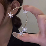 Alloy Rhinestone Cuff Earrings, Flower, Golden, 70x35mm(FS-WGFB378-08)