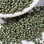 MIYUKI Round Rocailles Beads, Japanese Seed Beads, 8/0, (RR2033) Matte Opaque Light Olive Luster, 8/0, 3mm, Hole: 1mm, about 2111~2277pcs/50g(SEED-X0055-RR2033)