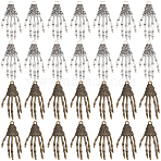 32Pcs 2 Colors Alloy Pendants, Hand Bone Charm, Antique Bronze & Antique Silver, 40~42x20~21.5x3~4mm, Hole: 2~2.7mm, 16pcs/color(FIND-SC0011-44)