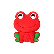 Frog Food Grade Silicone Beads, Chewing Beads For Teethers, DIY Nursing Necklaces Making, Red, 28.5mm(PW-WG10040-03)