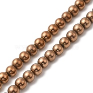 Electroplate Synthetic Non-magnetic Hematite Beads Strands, Round, Copper Plated, 4.5~5mm, Hole: 0.8mm, about 86~87pcs/strand, 17.01~17.32''(43.2~44cm)(G-E602-04G)