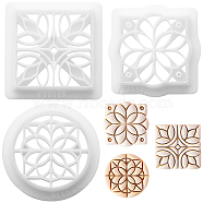 3Pcs 3 Styles Retro Flower Pattern Resin Clay Pressed Molds, Clay Cutters, Clay Modeling Tools, for DIY Earring Making, White, 32~33.5x32~33.5x12mm, 1pc/style(DIY-CP0010-32)