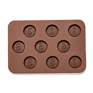 Number Food Grade Silicone Molds, Fondant Molds, For DIY Cake Decoration, Chocolate, Candy, UV Resin & Epoxy Resin Craft Making, Coconut Brown, 143x98x10.5mm, Inner Diameter: 23.5mm(DIY-I061-02)