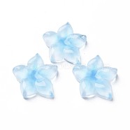 Transparent Epoxy Resin Cabochons, Flower, Light Sky Blue, 21x20x5.5mm(CRES-S365-23B)