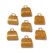 Natural Topaz Jade Brass Pendants, Handbag Charms, Golden, 27.5x26x12mm, Hole: 6.3x5mm(KK-E274-01G-16)