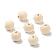 Natural Unfinished Wood Beads, Round Wooden Loose Beads, Wheat, 14x12.5mm, Hole: 4.5mm, about 630pcs/500g(WOOD-XCP0001-19G)
