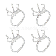 4Pcs Adjustable Brass Finger Rings Components, 6 Prong Ring Settings, Silver, US Size 6 1/2(16.9mm), Tray: 14mm(KK-NB0003-17)