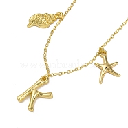 Bohemian Summer Beach Style 18K Gold Plated Shell Shape Initial Pendant Necklaces(IL8059-11)