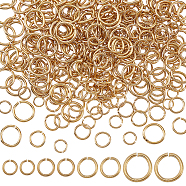 Elite 400Pcs 4 Styles Stainless Steel Open Jump Rings, Round Ring, Real 18K Gold Plated, 4~8x0.6~1mm, 18~23 Gauge, Inner Diameter: 2.8~6mm, 100pcs/style(STAS-PH0004-54)
