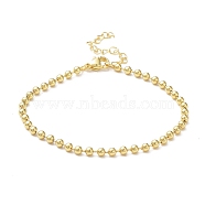 Rack Plating Brass Ball Chain Bracelets for Women, Long-Lasting Plated, Lead Free & Cadmium Free, Real 18K Gold Plated, 7-1/4 inch(18.5cm), Bead: 3mm(BJEW-G676-01A-G)