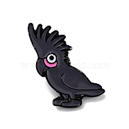 Parrot Alloy Enamel Brooches, Black Enamel Pin, Black, 31x29x2mm(JEWB-K021-02C-EB)