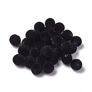 Flocky Acrylic Beads, Round, Black, 8mm, Hole: 1.4mm(OACR-L011-B-07)