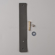 Litchi Texture PU Leather Drawer Pulls, Cabinet Handles, with Alloy Findings, Rectangle, Gray, 174x26x2mm, Hole: 5mm(FIND-WH0136-82)