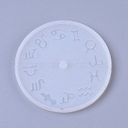 Silicone Molds, Resin Casting Molds, For UV Resin, Epoxy Resin Jewelry Making, Flat Round with Twelve Constellations, Clock, White, 104x7.5mm(DIY-E015-08B)