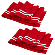 2Pcs 95% Cotton & 5% Elastic Fiber Ribbing Fabric for Cuffs, Waistbands Neckline Collar Trim, Stripe Pattern Knitted Hem, Quilting Cloth, Red, 950~1020x140~150x2mm(FIND-BC0004-45C)