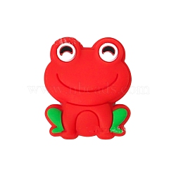 Frog Food Grade Silicone Beads, Chewing Beads For Teethers, DIY Nursing Necklaces Making, Red, 28.5mm(PW-WG10040-03)