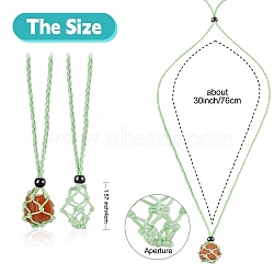 Braided Waxed Cotton Thread Cords Macrame Pouch Necklace Making, Adjustable Glass Beads Interchangeable Stone Necklace, Light Green, 30 inch(76cm), 2pcs/set(AJEW-SW00022-07)