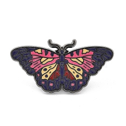 Butterfly Enamel Pins, Alloy Brooches for Backpack Clothes, Hot Pink, 18x35mm(JEWB-C038-02D-B)