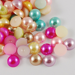 ABS Plastic Cabochons, Imitation Pearl, Half Round, Mixed Color, 3x1.5mm, about 10000pcs/bag(OACR-S012-3mm-M)