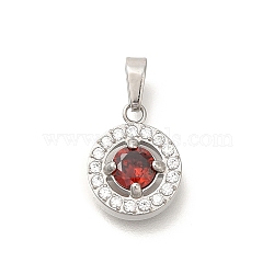 304 Stainless Steel Micro Pave Cubic Zirconia Pendants, Stainless Steel Color, 12x9.5x3.5mm, Hole: 4.5x2.5mm(STAS-H228-03P-06)