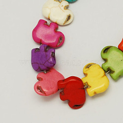Synthetical Turquoise Beads Strands, Dyed, Elephant, Mixed Color, 11x15x5.5mm, Hole: 1.5mm(TURQ-S108-11x15mm-M)