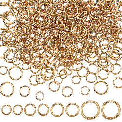 Elite 400Pcs 4 Styles Stainless Steel Open Jump Rings for Chainmaille Weaves, Round Ring, Real 18K Gold Plated, 4~8x0.6~1mm, 18~23 Gauge, Inner Diameter: 2.8~6mm, 100pcs/style(STAS-PH0004-54)