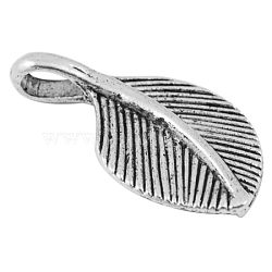 Tibetan Style Alloy Pendant, Lead Free and Cadmium Free, Leaf, Antique Silver, about 28mm long, 16mm wide, 5.5mm thick, hole:3.5x6mm(X-LF10294Y)