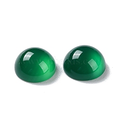 Transparent Glass Cabochons, Flat Round, Green, 8x4.5mm(GLAA-B015-05)