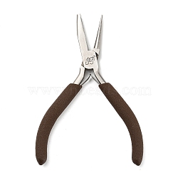 Steel Jewelry Pliers, Round/Concave Pliers, Wire Looping and Wire Bending Plier, with Plastic Handle, Coconut Brown, 12x8.3x1.05cm(PT-G003-02)