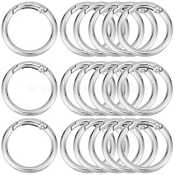 Zinc Alloy Spring Gate Rings, O Rings, Platinum, 6 Gauge, 33x4mm, Inner Diameter: 26mm, about 20pcs/box(FIND-SP0001-08C)