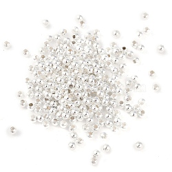 Brass Beads, Round, 925 Sterling Silver Plated, 3x2.5mm, Hole: 1.2mm(KK-N254-43B-S)