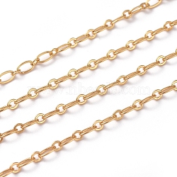 Brass Figaro Chains, Oval Link Chains, Long-Lasting Plated, Soldered, with Spool, Real 18K Gold Plated, 6x3x0.6mm, about 16.4 Feet(5m)/roll(CHC-G005-15G)