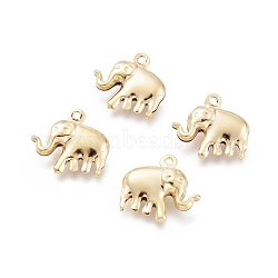 304 Stainless Steel Charms, Hollow Elephant, Real 18K Gold Plated, 14x15x5mm, Hole: 1.2mm(STAS-H413-13G)