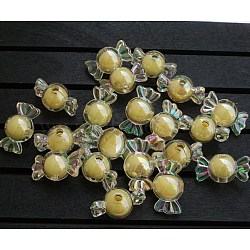 Acrylic Beads, Bead in Bead, AB Color, Candy, Light Yellow, 12x22x12mm, Hole: 3mm, about 48pcs/65g(MACR-WH0004-03)