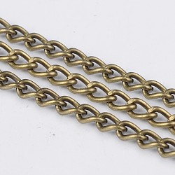 Iron Twisted Chains Curb Chains, Unwelded, with Spool, Lead Free and Nickel Free, Antique Bronze, Link: 3x5mm, 0.8mm thick, about 328.08 Feet(100m)/roll(CHS003Y-AB)