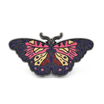 Butterfly Enamel Pins, Alloy Brooches for Backpack Clothes, Hot Pink, 18x35mm