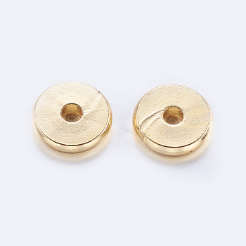 Brass Spacer Beads, Flat Round, Golden, 8x1.5mm, Hole: 2mm