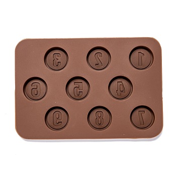 Number Food Grade Silicone Molds, Fondant Molds, For DIY Cake Decoration, Chocolate, Candy, UV Resin & Epoxy Resin Craft Making, Coconut Brown, 143x98x10.5mm, Inner Diameter: 23.5mm