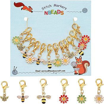 Enamel Charms Kit for DIY Jewelry Making Finding Kit, Including Bees & Daisy Alloy Enamel Charms, Alloy Charms, Zinc Alloy Clasps, Brass Jump Rings, Mixed Color, Charms: 12pcs/set