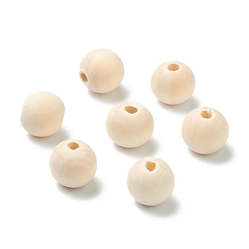 Natural Unfinished Wood Beads, Round Wooden Loose Beads, Wheat, 14x12.5mm, Hole: 4.5mm, about 630pcs/500g