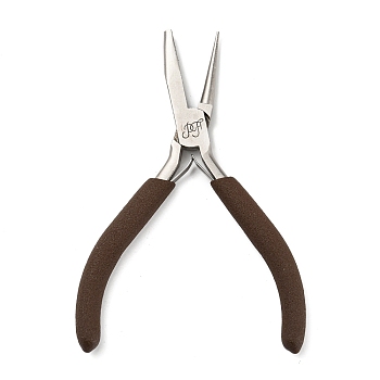 Steel Jewelry Pliers, Round/Concave Pliers, Wire Looping and Wire Bending Plier, with Plastic Handle, Coconut Brown, 12x8.3x1.05cm