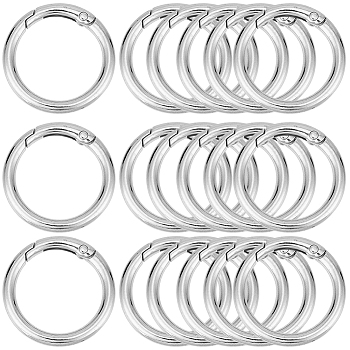 Zinc Alloy Spring Gate Rings, O Rings, Platinum, 6 Gauge, 33x4mm, Inner Diameter: 26mm, about 20pcs/box