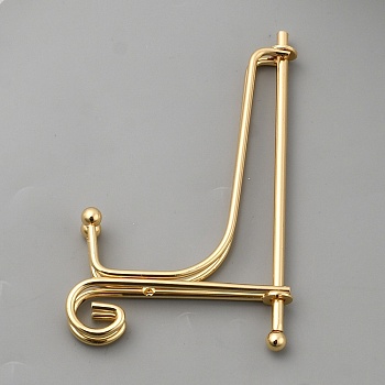 Folding Iron Display Easels for Decorative Plates Photo Frames, Golden, 6.5x6.5x10.4cm