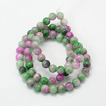 Jade Beads Strands, Natural White Jade, Dyed, Round, Colorful, 12mm, Hole: 1.5mm, about 33pcs/strand, 15.7 inch
