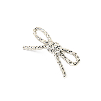 Twist Bowknot Zinc Alloy Ornament Clasps, for Purse, Handbag Making, Platinum, 28x60x4.5mm